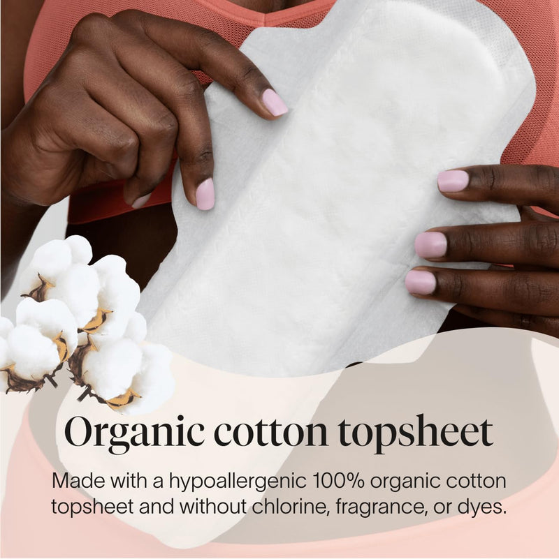 [Australia] - Cora Organic Cotton Topsheet Maxi Pads | Ultra Thin Period Pads with Wings | Maxi Overnight Absorbency | Unscented, Comfortable, Powerfully Absorbent, Leak Protection (48 Count) 48 Count 