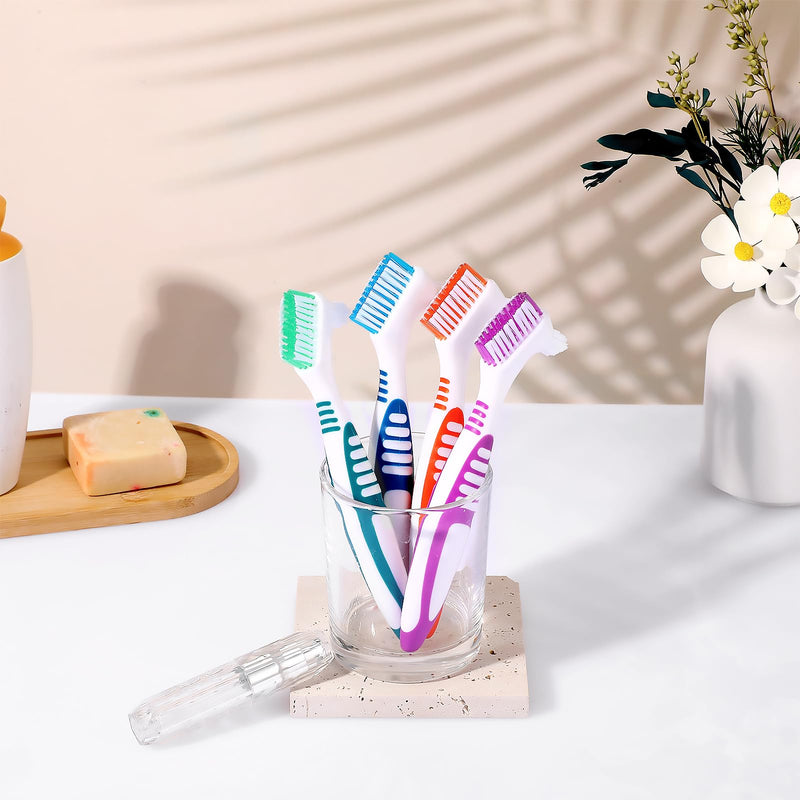 [Australia] - COMNICO denture brushes, 4 pieces denture cleaning brush, high-quality hygiene denture toothbrushes for denture care, multi-layer soft bristles denture brush for denture care 