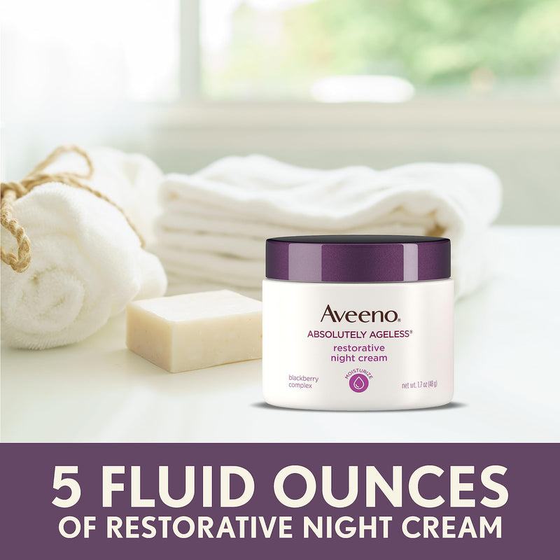 Aveeno Absolutely Ageless Restorative Night Cream Face & Neck Moisturizer with Antioxidant-Rich Blackberry Complex, Vitamin C & E, Hypoallergenic, Non-Greasy & Non-Comedogenic, 1.7 fl. oz 1.7 Fl Oz (Pack of 1)