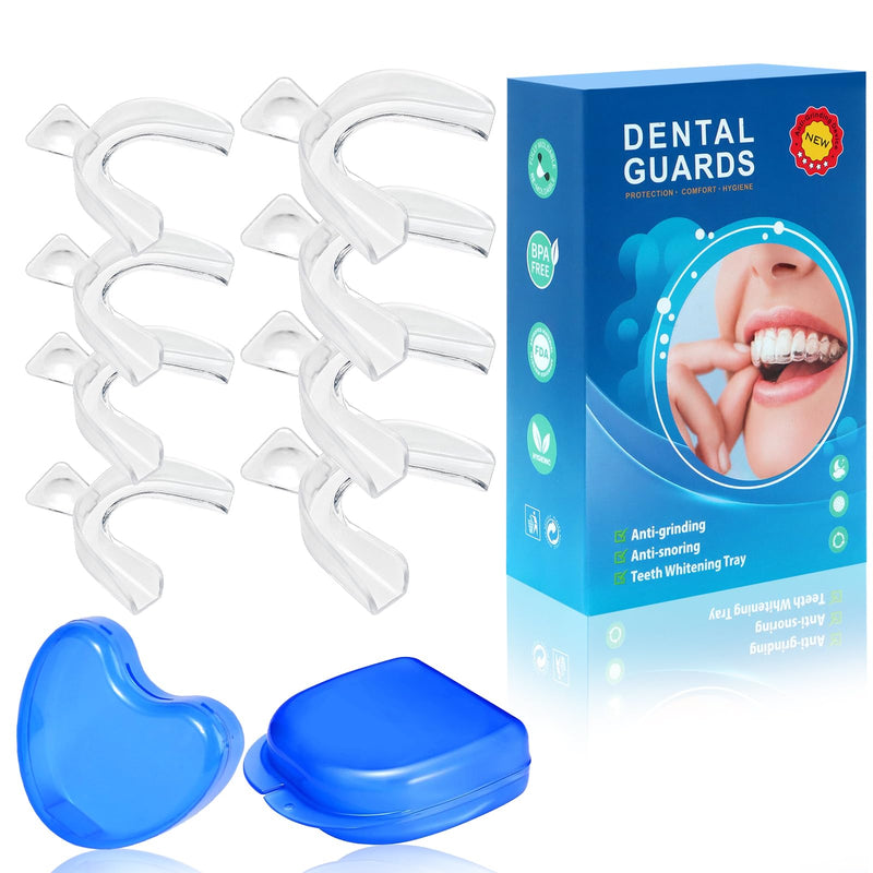 [Australia] - Scettar nighttime grinding splint, pack of 8 dental splints, mouth guard with handle, 2 sizes of grinding splints, silicone teeth splint, BPA-free anti-snoring splint, with 2 braces boxes 