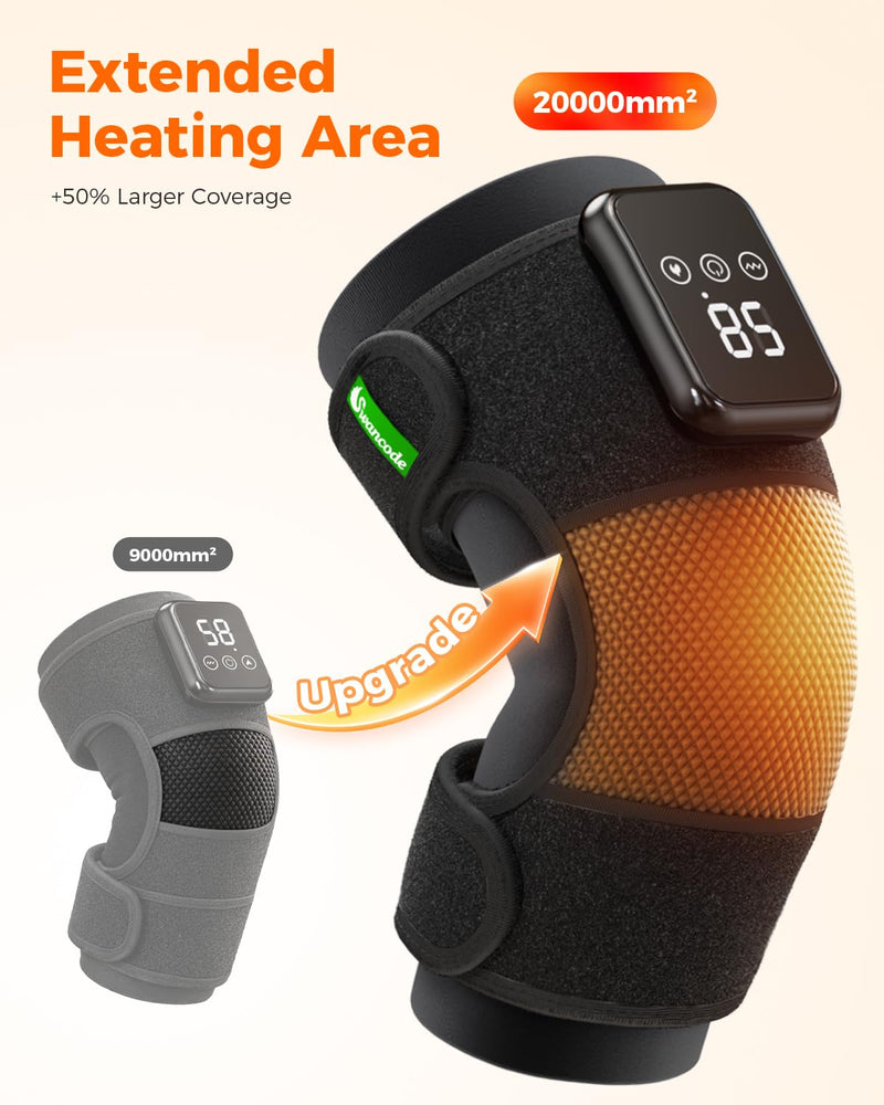 3-in-1 Knee Massager for Pain Relief with Heat, FSA Eligible HSA Portable Heated Knee Brace with Extension Strap for Knee, Elbow & Shoulder, Cordless Rechargeable Electric Massagers (Single) Single