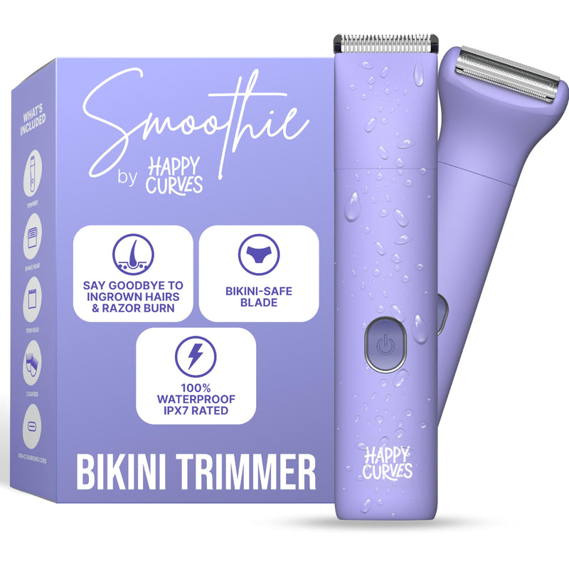 [Australia] - HAPPY CURVES Smoothie Bikini Trimmer - Electric Shaver for Women, Waterproof Hair Trimmer with Adjustable Guards, Personal Shaver for Pubic Hair, Women's Intimate Razor and Berry 
