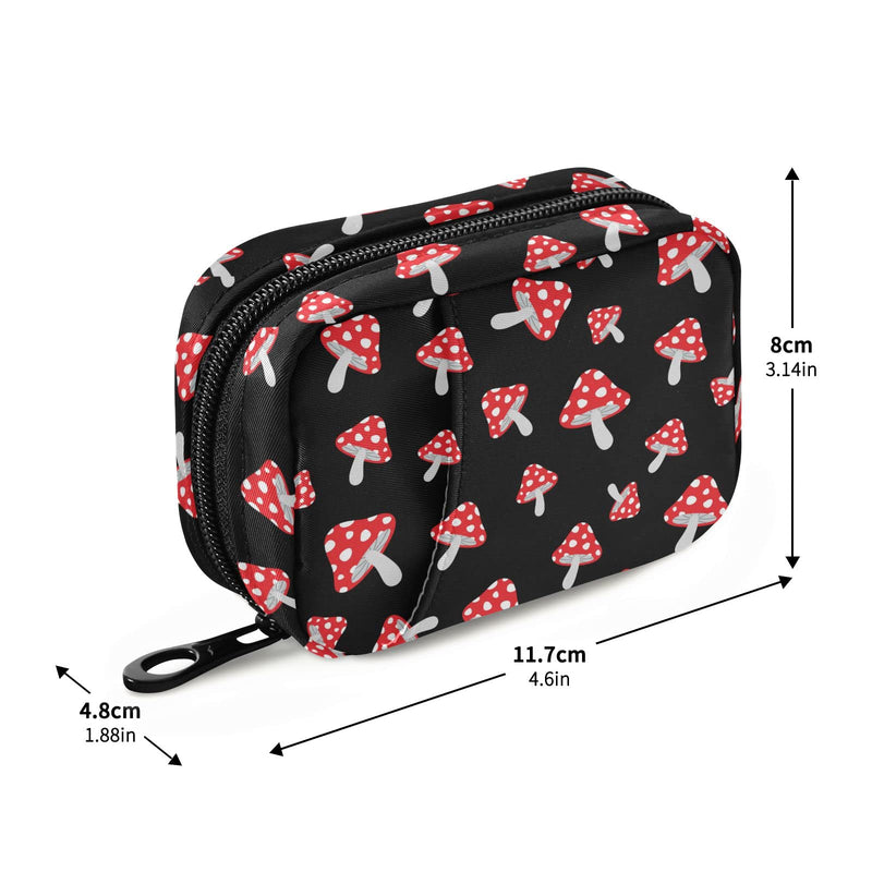 Cute Mushroom Pill Case, Portable Weekly Pill Box Bag Container 7 Days Pill Organizer Vitamin Supplement Holder with Zipper for Travel Family Business