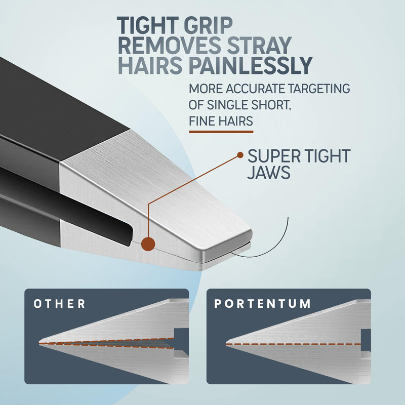 [Australia] - PORTENTUM Professional tweezers eyebrow plucking, precision, 4 tweezers set made of stainless steel for removing blackheads, ingrown hairs, eyelashes 