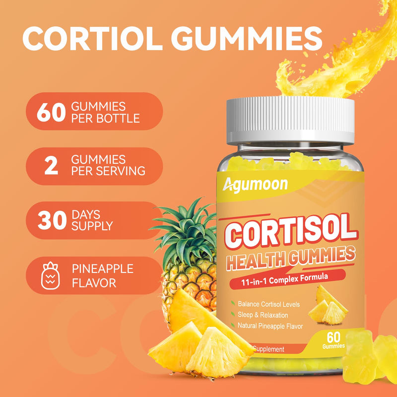 Cortisol Gummies for Women, Cortisol Supplements - 120 Gummies | with Ashwagandha, Magnesium, L-theanine, for Relaxation and Mood Support, Sugar Free, Vegan 60 Count (Pack of 2)