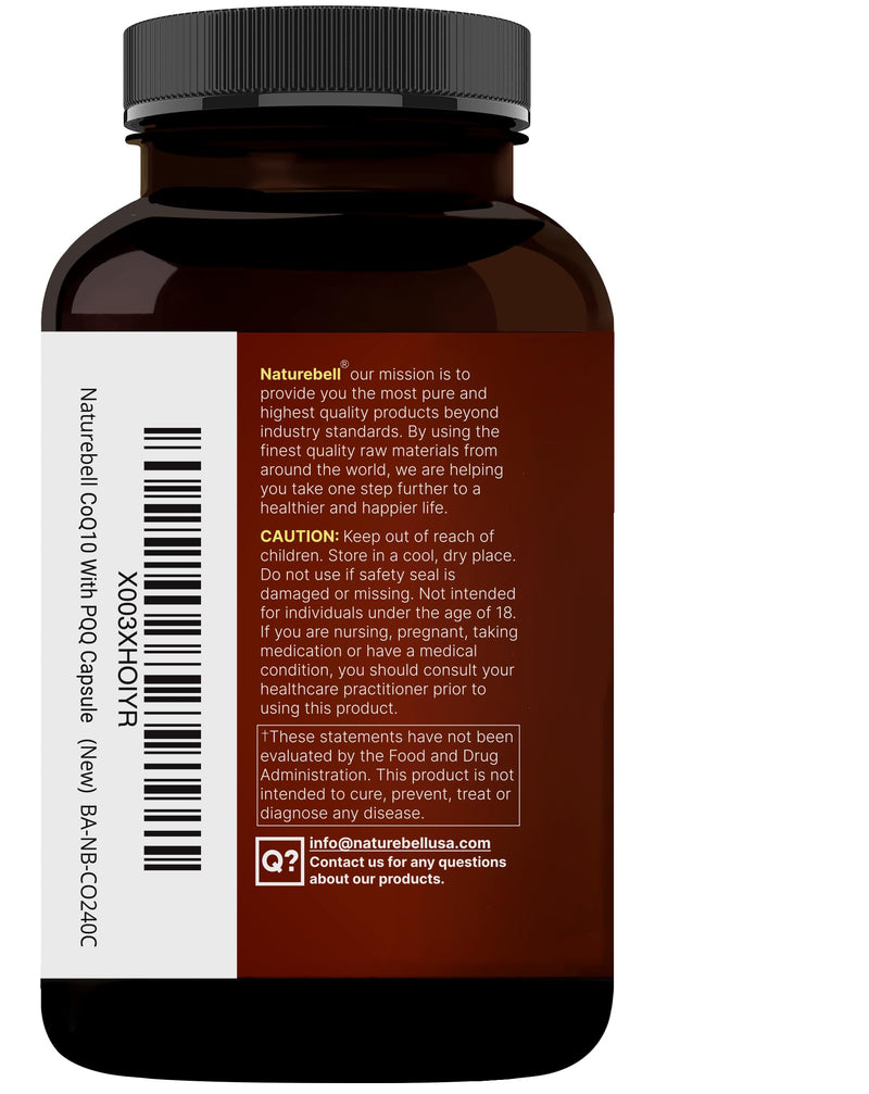 [Australia] - NatureBell CoQ10 200mg with PQQ, 240 Veggie Capsules | Stable High Absorption Form ‚Äì Antioxidant Support for Heart, & Energy Health ‚Äì Extra Strength Coenzyme Q10 Supplement 