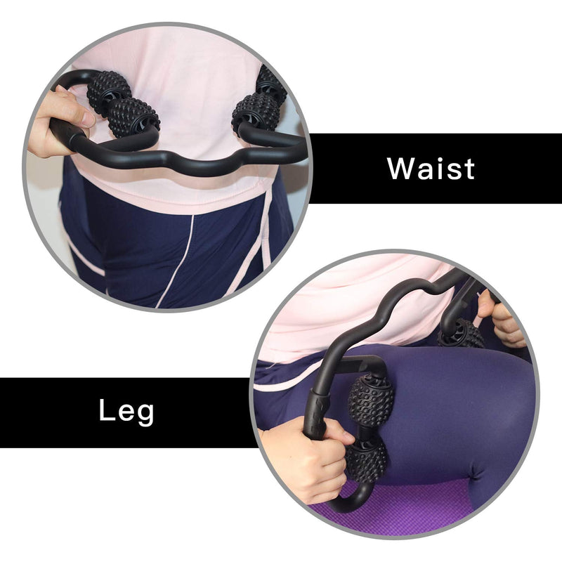 [Australia] - Cellulite Massage Tool Muscle Roller - Deep Fascia Massager & Dimpled Skin Remover for Legs, Thighs & Buttocks - Anti-Cellulite Roller, Smooth Skin, Pain Reliefs Black（Black - 4 Wheel） 4 Wheel - Black 