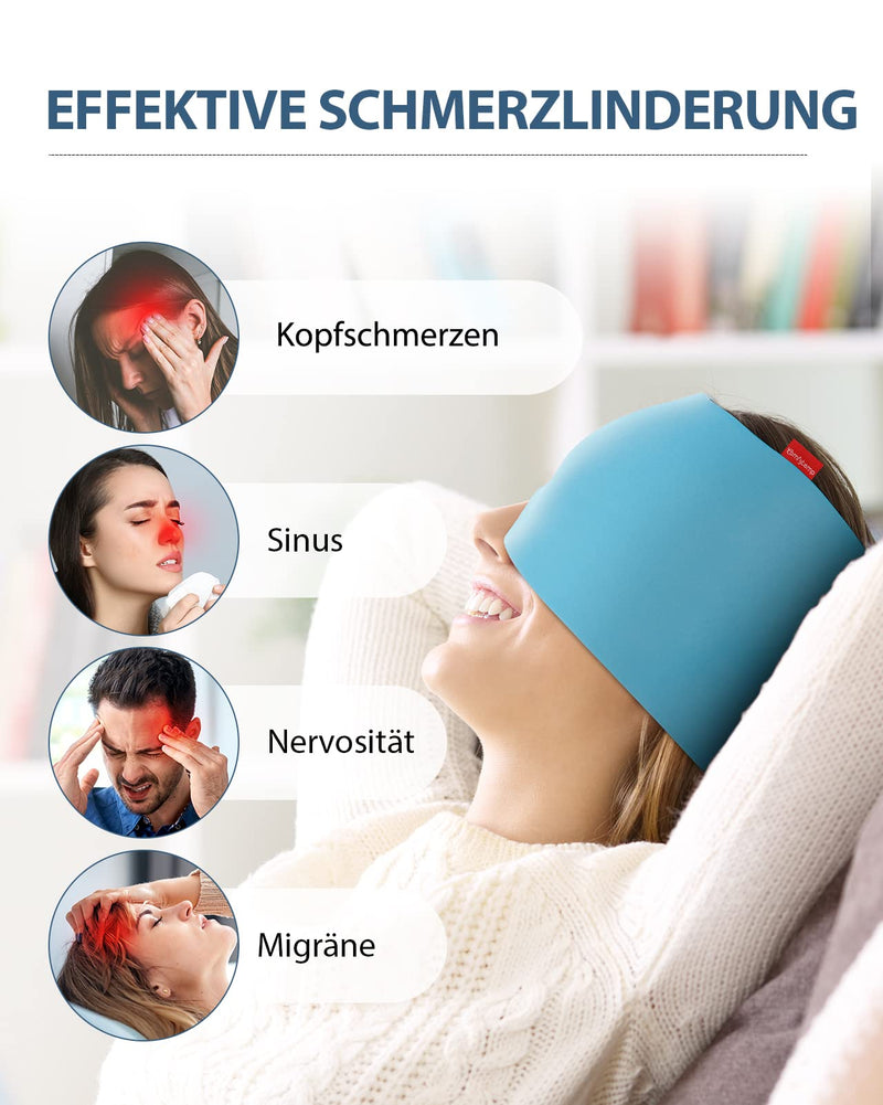 [Australia] - Comfytemp Migraine Mask Gel Cooling Mask, Stretchy Cooling Hat Sleep Mask, Cold Compression Therapy Cool Pack Face, Ice Cap for Headaches, Swollen Eyes, Sinuses, Nervousness Blue 