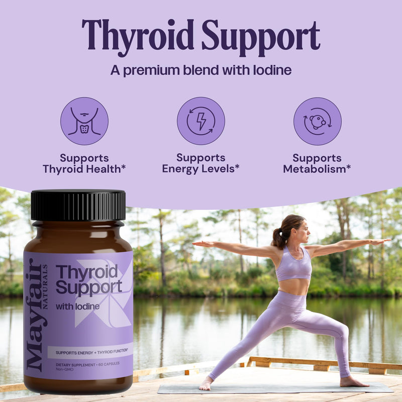 [Australia] - Thyroid Support with Iodine, Natural Supplement for Women and Men, Supports Energy and Thyroid Health, 60 Capsules 60 Count (Pack of 1) 
