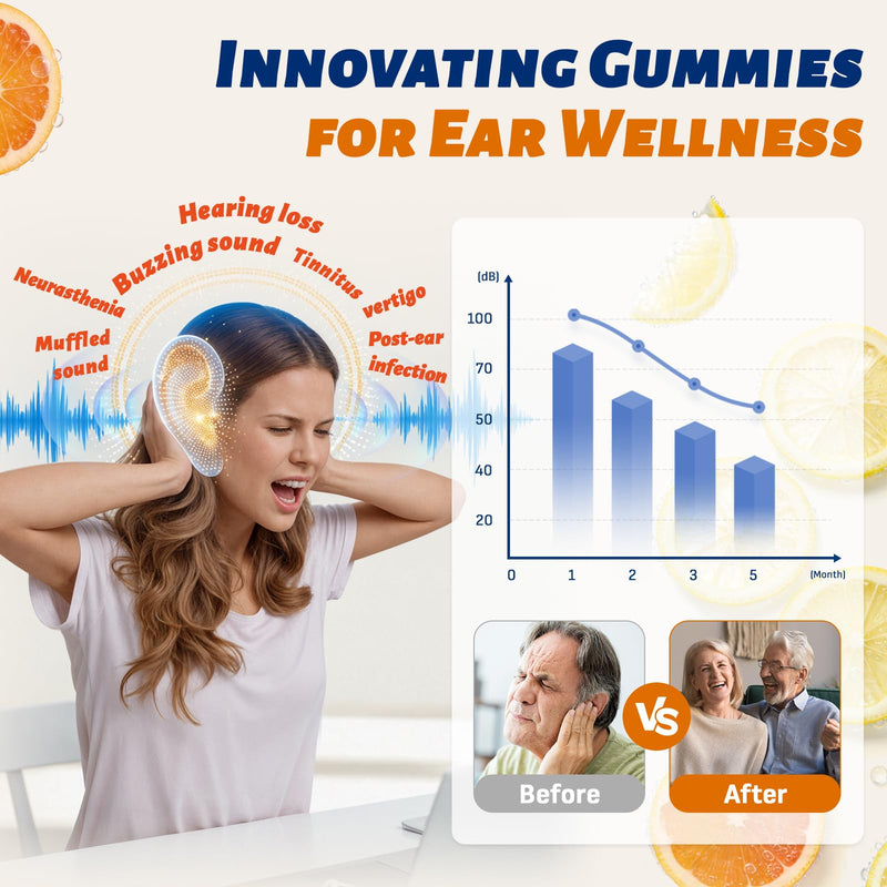 Flavonoids Supplements Gummie Flavonoid for Tinnitus 120 Gummies | Bioflavonoid Ear Vitamins Complex with Hesperidin, Quercetin, Lemon Bioflavonoids & Vitamin C 120 Count (Pack of 1)