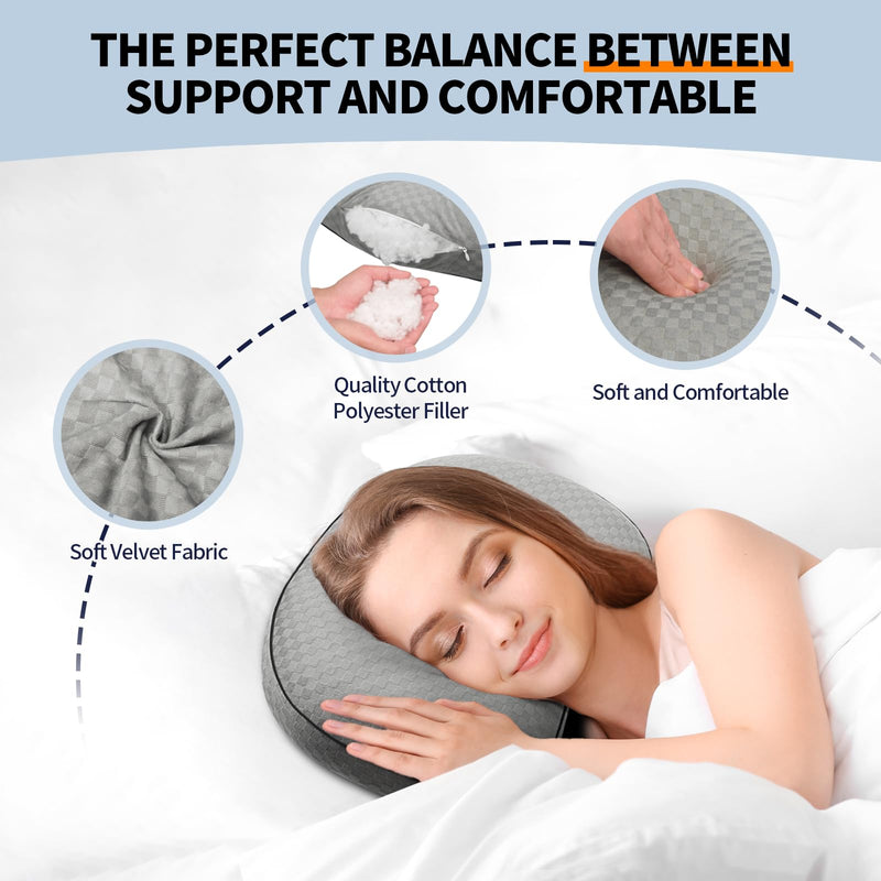 [Australia] - Ear Piercing Pillow for Side Sleepers with an Ear Hole for CNH and Ear Pain Ear Inflammation Pressure Sores, Cotton and Polyester Adjustable Filling Washable and Adjustable Ear Guard Pillow, Gray 