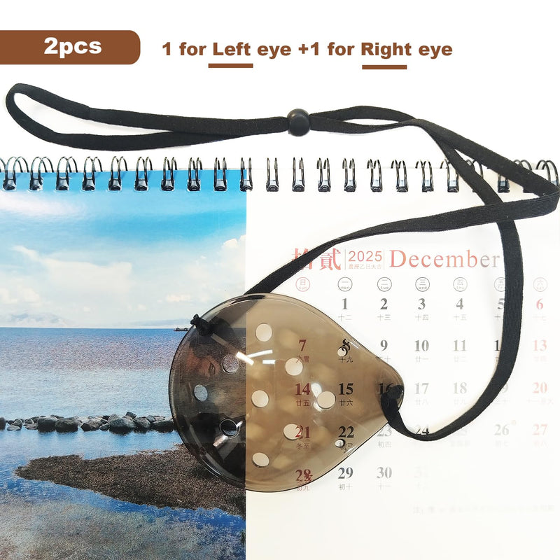[Australia] - AMZVIO 2pcs Eye Shield After Cataract Surgery Dark Clear Eye Patch Plastic Guard with Black Elastic Strap for Adult Sleeping or Go Out,Reduce The Sensitivity of The Eyes to Light After Surgery(Brown) 