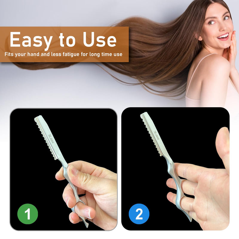 [Australia] - Hair Cutting Razor, Hair Razors For Cutting Hair Professional Styling Razor with Replacement Stainless Steel Blades for Salon/Home -11PCS Silver 