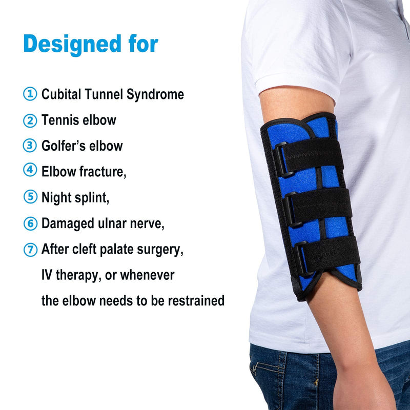 Elbow Brace, Night Splint Support for Cubital Tunnel Syndromean, Ulnar Nerve, Stabilizer Brace for Fix Elbow, Prevent Excessive Bending at night, Fits Left and Right Arms,Women, Men (M)