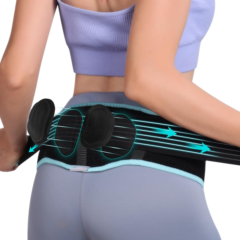 Sacroiliac Hip Belt With Double 3D Pad for Women and Men，With Anti Slip Strips Adjustable Pelvic Support Belt for Sciatica, Pelvis, Lumbar & Nerve Pain Si Joint Dysfunction Trochanter brace(Regular) Universal (Hip Size 26"- 44")