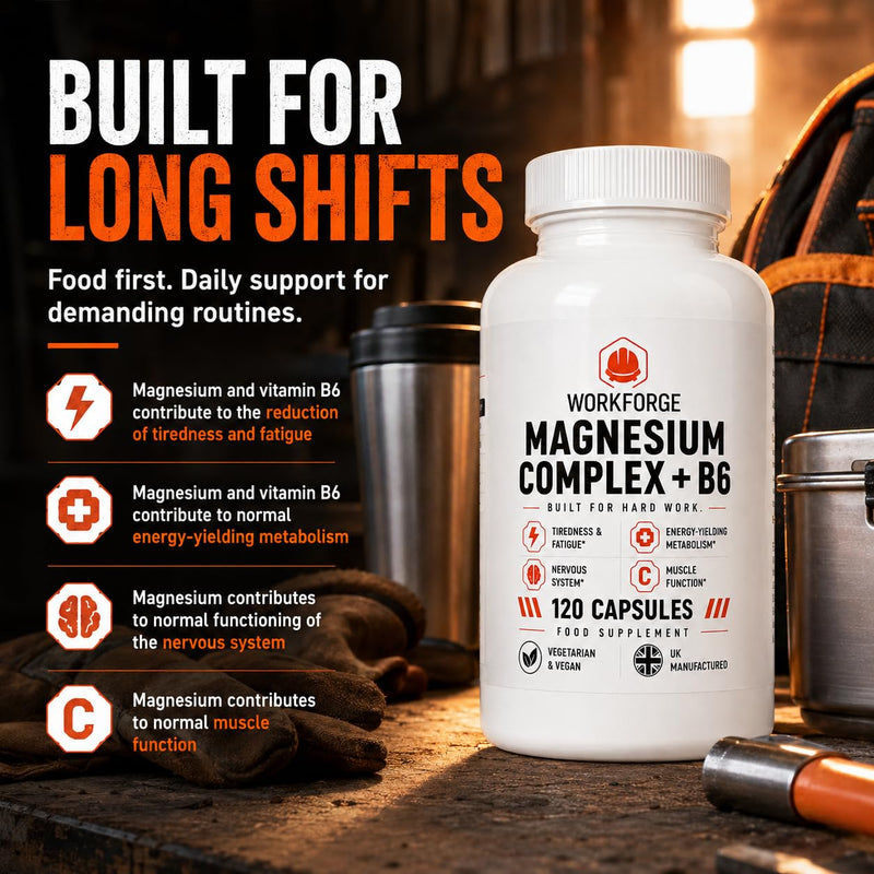 Magnesium Complex Supplement with Vitamin B6, 120 Capsules | 375mg Elemental Magnesium, Bisglycinate Malate Taurate, Vegan, UK Made