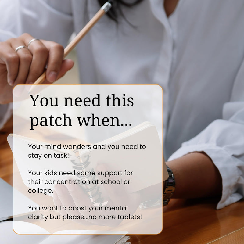 The Patch Remedy Focus Patches | 30 Topical Patches | Ginkgo biloba, Acetyl-l-Carnitine, Bacopa Monnieri, Magnesium L-Threonate, Camellia sinensis | 12-24 Hours
