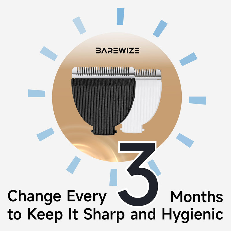 [Australia] - Body Hair/Pubic Hair Trimmer Replacement Blade | Safety Ceramic Blades, Rust Resistant, Compatible with BAREWIZE T050 (1 pack, Black) Raven 