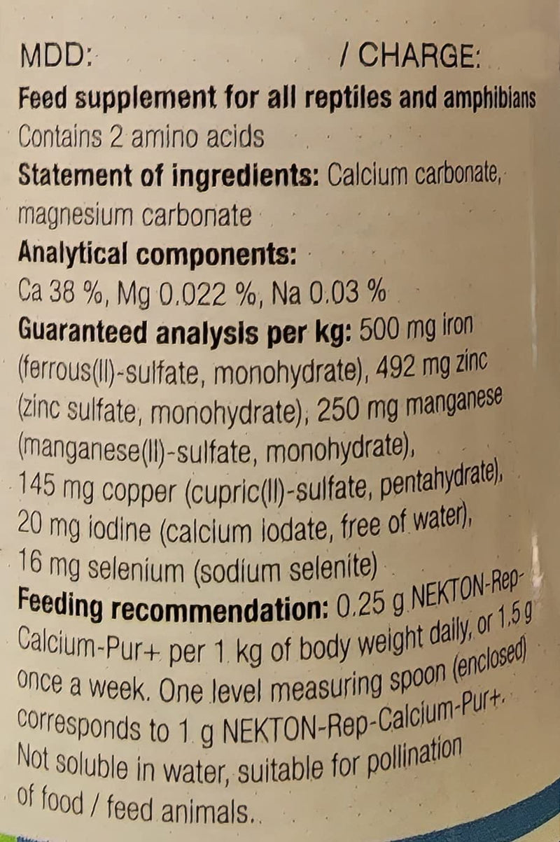 Nekton-Rep Calcium-PUR+ Calcium Preparation for All Reptiles and Amphibians 65gm / 2.29oz 1 Count (Pack of 1) - PawsPlanet Australia
