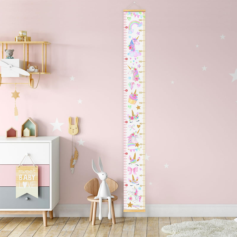 [Australia] - HomeEvolution Kids Growth Chart Height Measuring Chart, Classical Canvas Wall Hanging Rulers for Baby Children Girls Bedroom Decor (Unicorn) Unicorn 