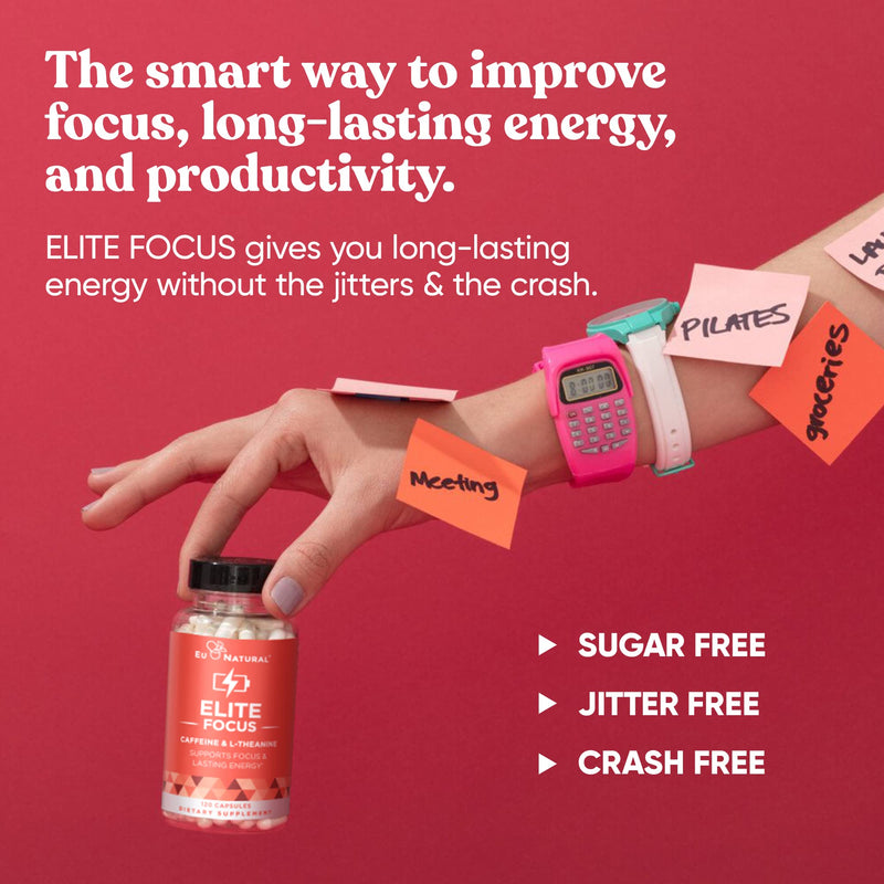 [Australia] - Elite Caffeine Pills with L-Theanine – Jitter-Free Focused Energy Supplements – Clean & Natural Nootropic Stack for Smart Cognitive Performance – 120 Soft Capsules 