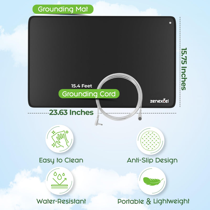 [Australia] - Grounding Mat | 24x16 Inches Large Earthing Pad for Relieving Anxiety, Stress & Inflammation | Versatile Ground Therapy for Working, Relaxing & Yoga | Earth Grounding Sheet for Bed & Desk S-24*16 Inch 
