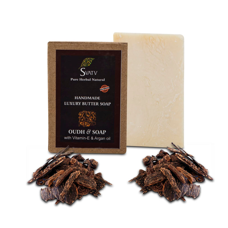 Handcrafted Soap with natural, soothing herbs of OUDH & VITAMIN -e I For Men and Women | Kosher & GMP Certified Soap | Traditional Ayurvedic Herbal Soap for all skin type - 125g
