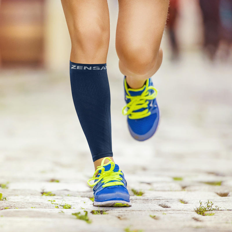 Zensah Calf/Shin Compression Sleeve - Made in the USA Single Leg Compression Sleeve for Shin Splint Relief, Recovery, Running X-Small-Small White