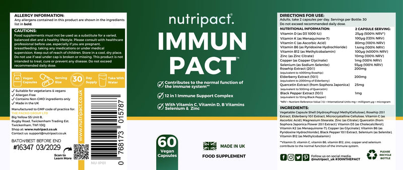 Advanced Immune Support Supplement for Women & Men – 12-in-1 Vitamin, Mineral & Botanical Complex with Vitamin C, Vitamin D3, Zinc, Selenium, Elderberry, Quercetin, Rosehip & Vitamin B12 – 60 Capsules