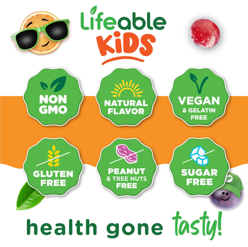 Lifeable Sugar Free Elderberry Gummies for Kids with Vitamin C and Zinc | Kids Immune Support Supplement | Great Tasting Elderberry Gummies | Vegan, Non GMO, Kosher Gluten Free | 60 Gummies