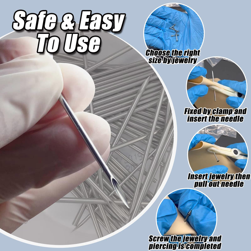 [Australia] - 100pcs Piercing Needles Mixed 12G 14G 16G 18G 20G Hollow Needles for All Piercings mix+100pcs 