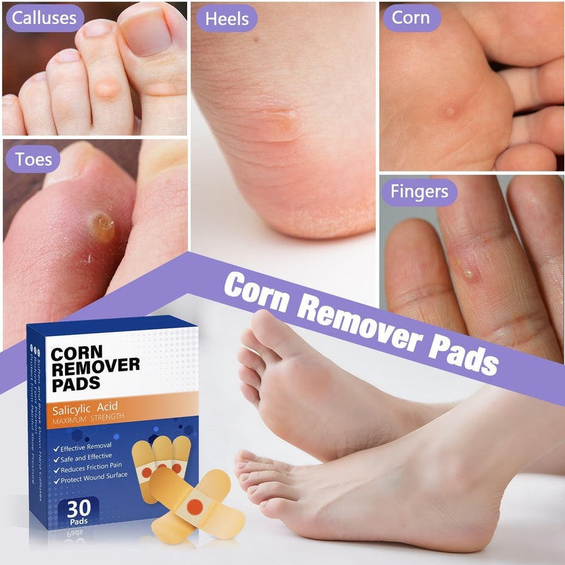 [Australia] - 40% Salicylic Acid Corn Removers Pads for Feet & Toes - Max Strength Medicated Treatment - Fast-Acting Adhesive Targets Corns, Calluses & Dead Skin - 30 Count 30 Count (Pack of 1) 