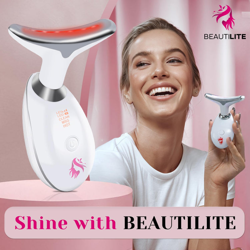 Red Light Therapy for Face, Facial Massager, Skin Tightening & Anti-Aging Face Lift Device, True Beauty Glow Facial Massager, 7-in-1 LED Facial Sculptor White