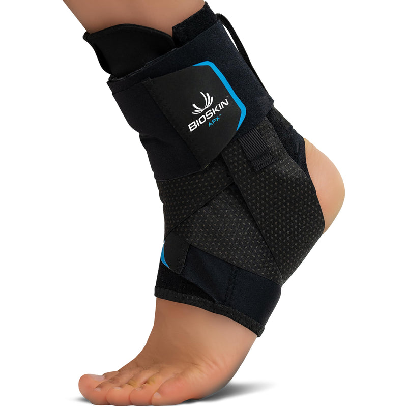 APX Sprained Ankle Brace - No Lace, Figure-8 Wrap, Adjustable Compression Ankle Support, Stabilizer for Men & Women, Sprain Prevention, Recovery, For Running, Volleyball, Pickleball, Soccer (Small) Small