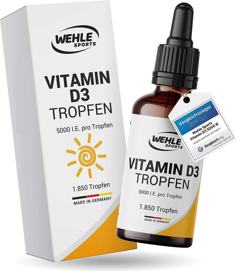 [Australia] - Vitamin D3 Laboratory-tested 5000 IU per drop, high dose. Comparison winner 2019-2021 - Highly bioavailable vitamin D liquid 50ml (1850 drops) with MCT oil from coconut 