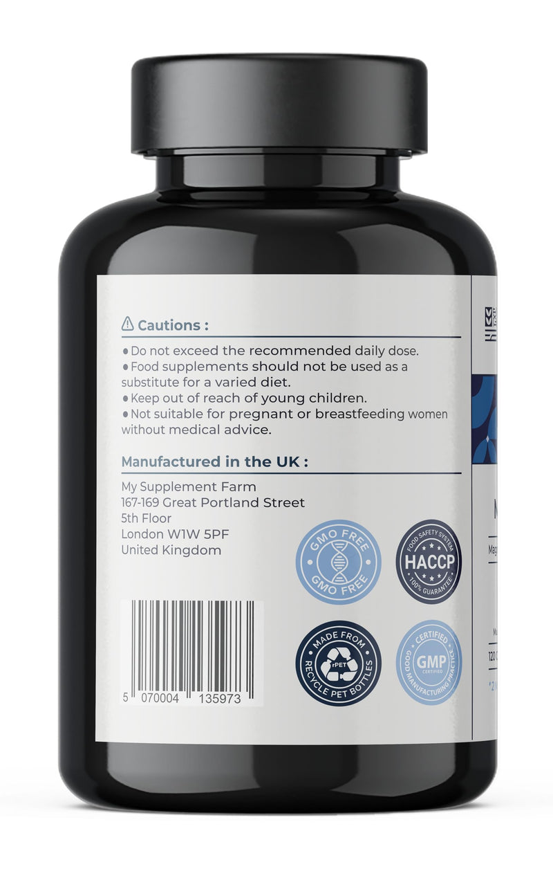 4 in 1 Magnesium Supplements Complex - 1900 mg with Glycinate Citrate Malate & Oxide | High Strength Magnesium 403mg - 120 Capsules & 2 Month Supply | High Absorption
