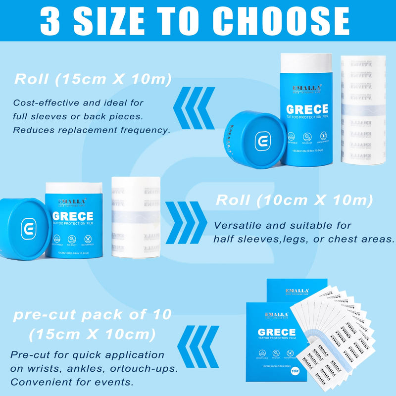 Tattoo Film - Waterproof Tattoo Cover Up - 15cm x 10m Roll - Transparent - All Ages 15cm*10m