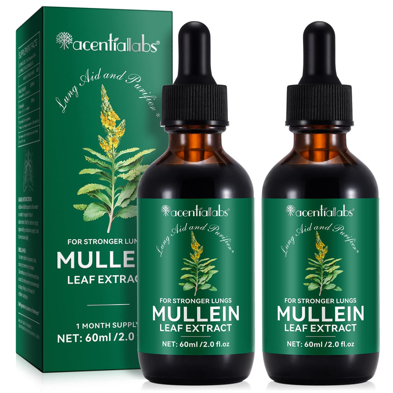 [Australia] - 2 Pack Mullein Drops for Lungs, Mullein Leaf Extract with Chlorophyll,Mullein Leaf Extract for Lung Cleanse and Respiratory Support -2 Bottles 4 Fl Oz (Pack of 1) 