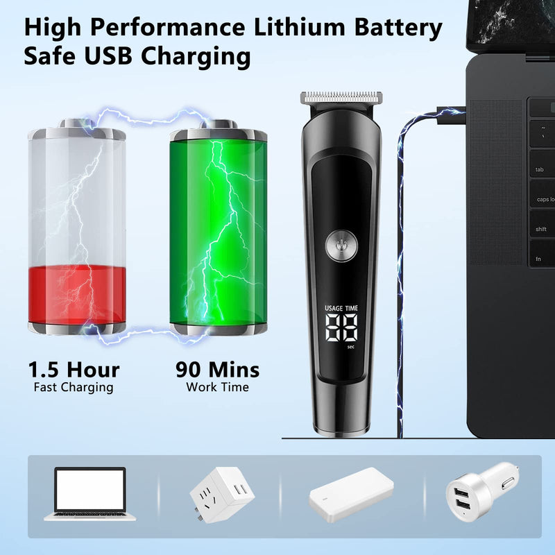 [Australia] - AMULISS Men's Beard Trimmer Kit, 6-in-1 Multi-Functional Trimmer with Nose Trimmer, Body Groomer, USB Cordless, Waterproof 