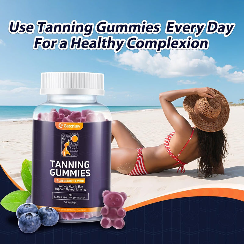 [Australia] - 2 Pack Extra Powerful Tanning Gummies,1500mg of L-Tyrosine,Daily Tanning Supplement Adults Woman & Men,with 1000mg of Beta-Carotene,50mg of Astaxanthin,8500mcg of Vitamin A for Skin Health 30 Count (Pack of 2) 