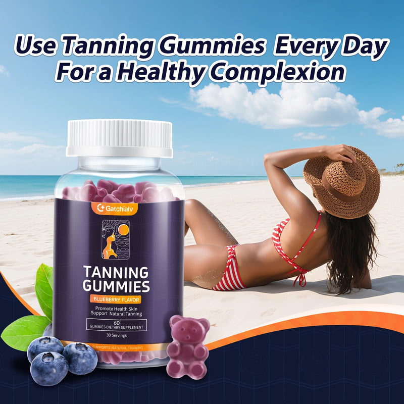 [Australia] - Tanning Gummies - Self Tan Bronzing Supplement that Work Without Sun - No Sugar Vegan with Astaxanthin Lycopene Beta Carotene and Vitamins-60 Count 