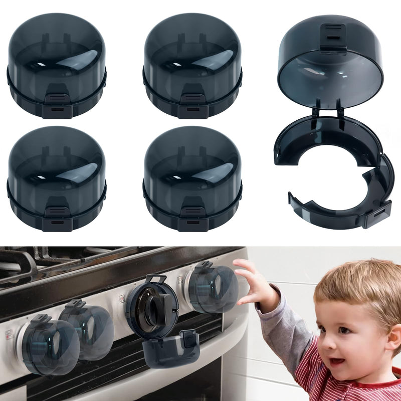 [Australia] - Stove Knob Safety Covers Baby Proofing for Press Stove Knob and Oven Knob Child Safety Locks - 5 Pack (Black) 