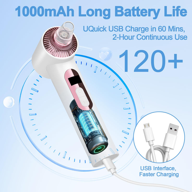 [Australia] - Blackhead Remover Vacuum with Heat & Cold Care, Black Head Remover for Face & Nose with Camera, Rechargeable Blackhead Vacuum Extractor with 3 Modes 5 Suction Levels & 6 Replaceable Heads 