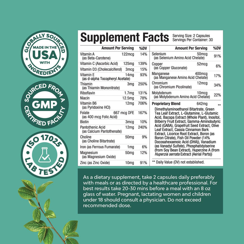 [Australia] - Advanced Brain Supplement for Memory and Focus - Nootropics Brain Support Supplement with Memory and Focus Vitamins for Adults of All Ages - for Brain Fog Clarity Energy and Recall - 3 Pack 