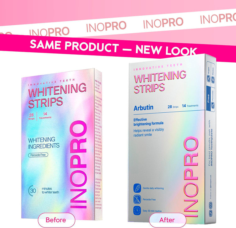 InoPro Teeth Whitening Strips 14 Treatments Kit - Enamel Safe Teeth Whitener, Peroxide-Free, Green White Strips for Teeth Whitening with Arbutin, Coconut Oil, Deep Stains Removal (28 Strips) 28 Count (Pack of 1)