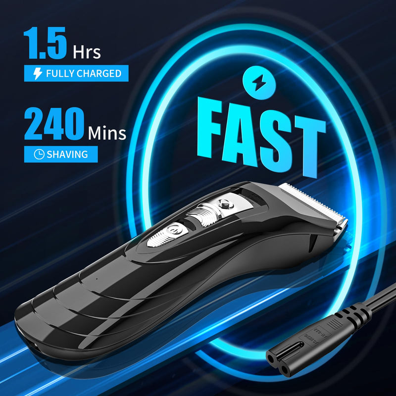 [Australia] - HAUSBELL Cordless Rechargeable Hair Clippers for Men, Women & Kids - Adjustable 4-Position Blade, Beard Trimmer, Professional Home Hair Cutting Kit with Travel Case, Barber Clippers 