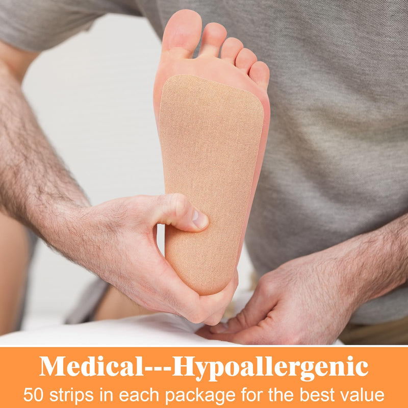 TrelaCo 50 Pcs Plantar Fasciitis Relief Strips Pre Cut Tape Foot Relief Tape Night Splints Strips for Plantar Fasciitis Sprained Ankle Heel Arch Pain(Skin Color) Skin Color