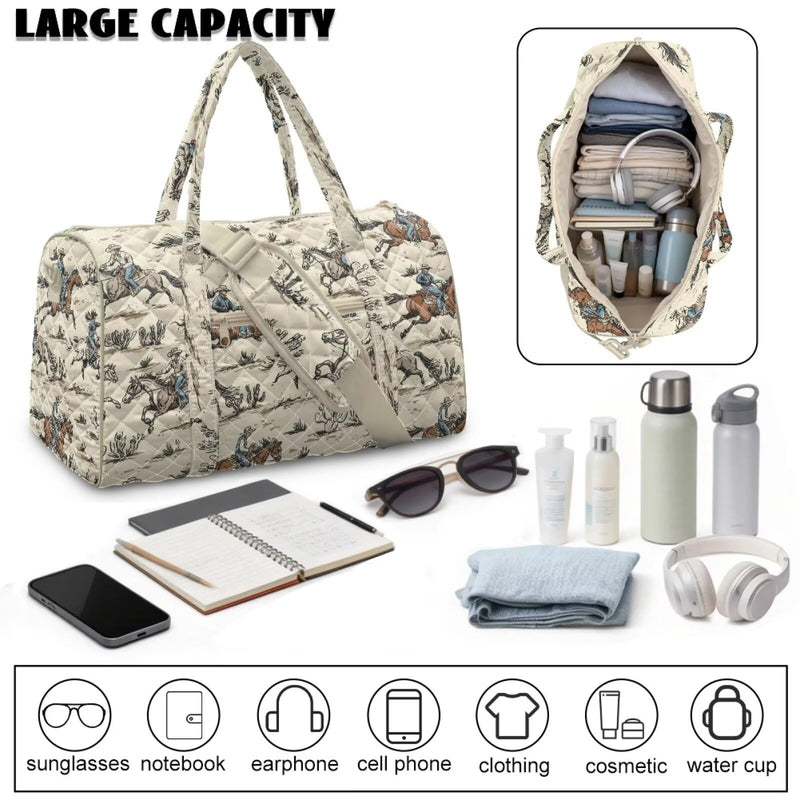 Horse Pattern Extra Large Quilted Duffle Bag Lightweight, Travel Duffel Bag Foldable for Men Women, Waterproof & Tear Resistant Horse Pattern
