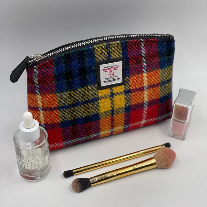 Harris Tweed Small Cosmetic Designed Pouch – Authentic Handcrafted Scottish Wool – Elegant & Compact Beauty Organizer for Women (Saffron) Saffron