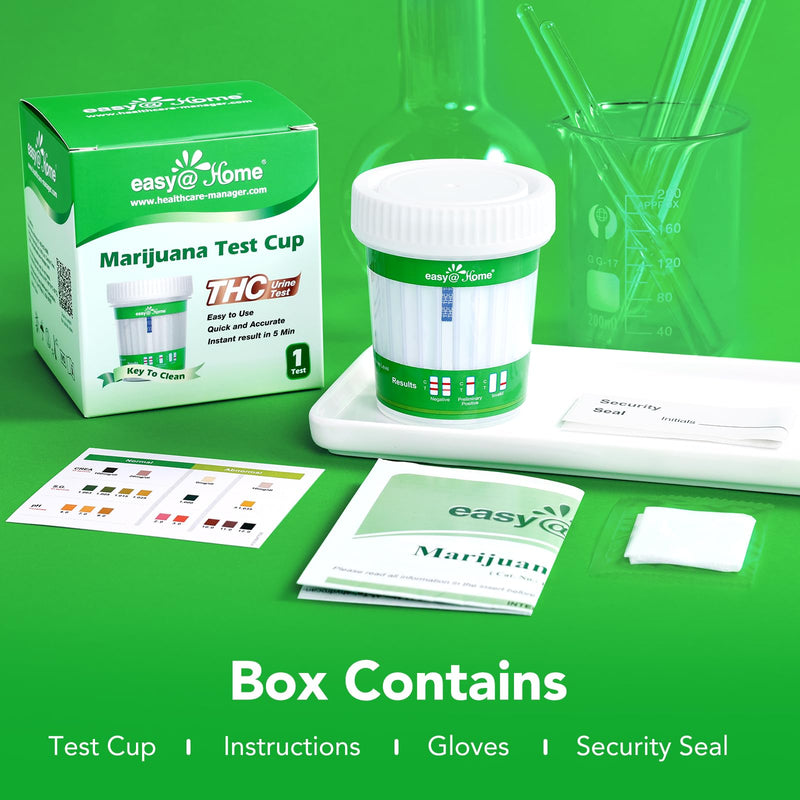 Easy@Home Marijuana Test Cup, THC Urine Drug Testing Kit, 5-Minute Results, Weed Cannabis Screening for Detox THC Flush, 1 Pack -#ECTH4-114A3